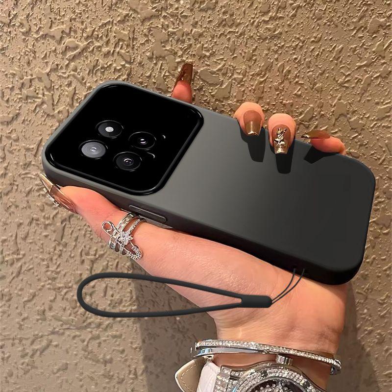 Mi 14 Mobile Phone Case 14pro Personality Red and Black Gradual Change Contrast Color 14Ultra Large Window Anti-drop Silicone Protective Case