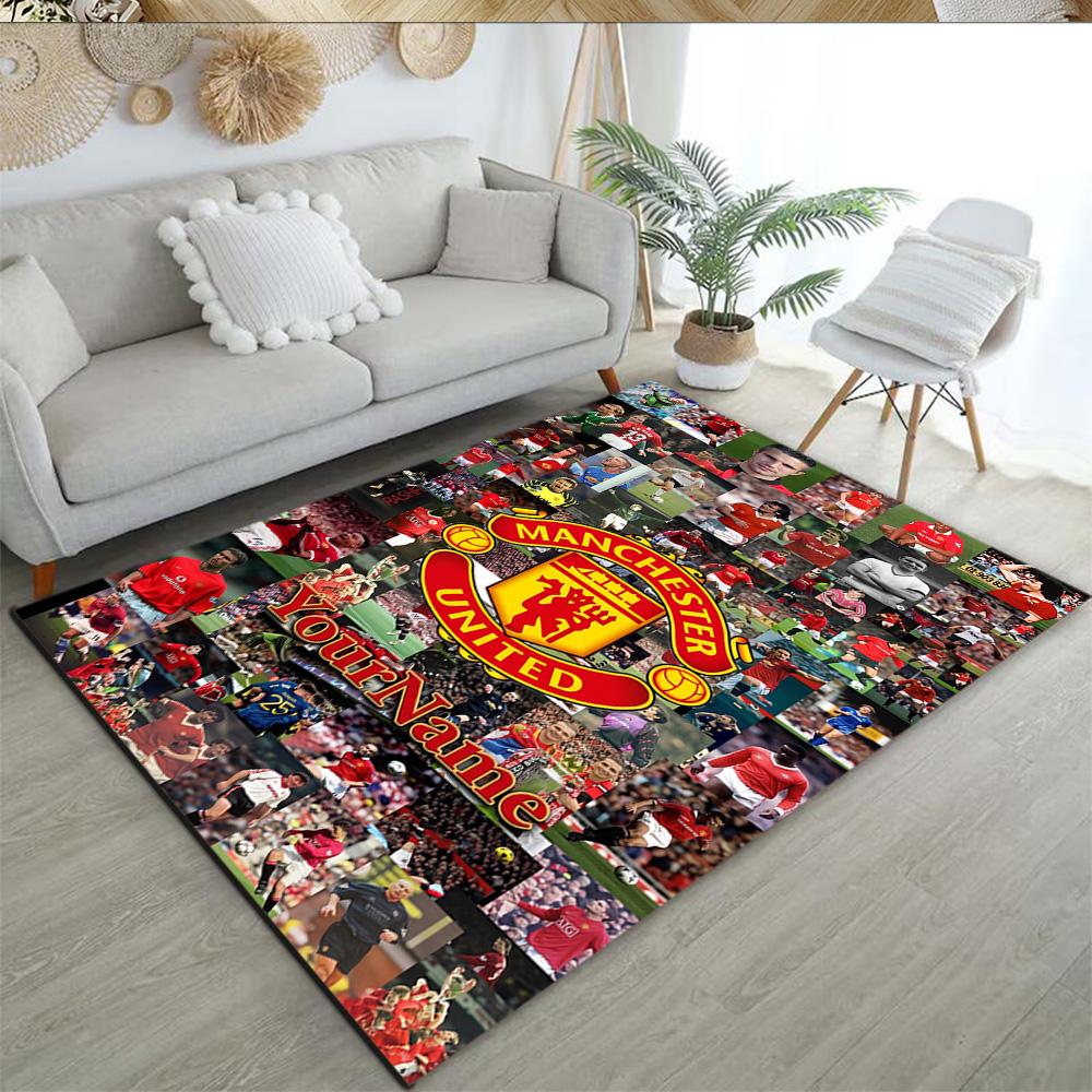 Manchester Customizable Name Floor Mat Perfect for Foyer Dormitory Playrooms Decorate room Anti-slip Rug Anime Office Decor Birthday/Christmas Gift