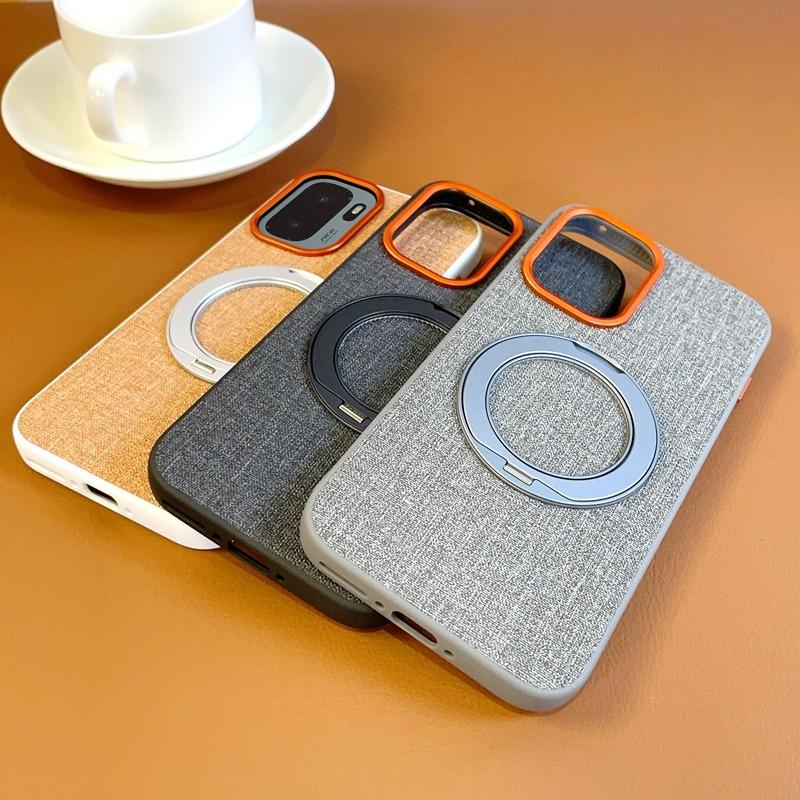Premium Linen Fabric Case for OnePlus 15T 13 Ace6 Ace5 Pro Magnetic Rotating Stand Metal Buttons Full Body Lens Protection Cover