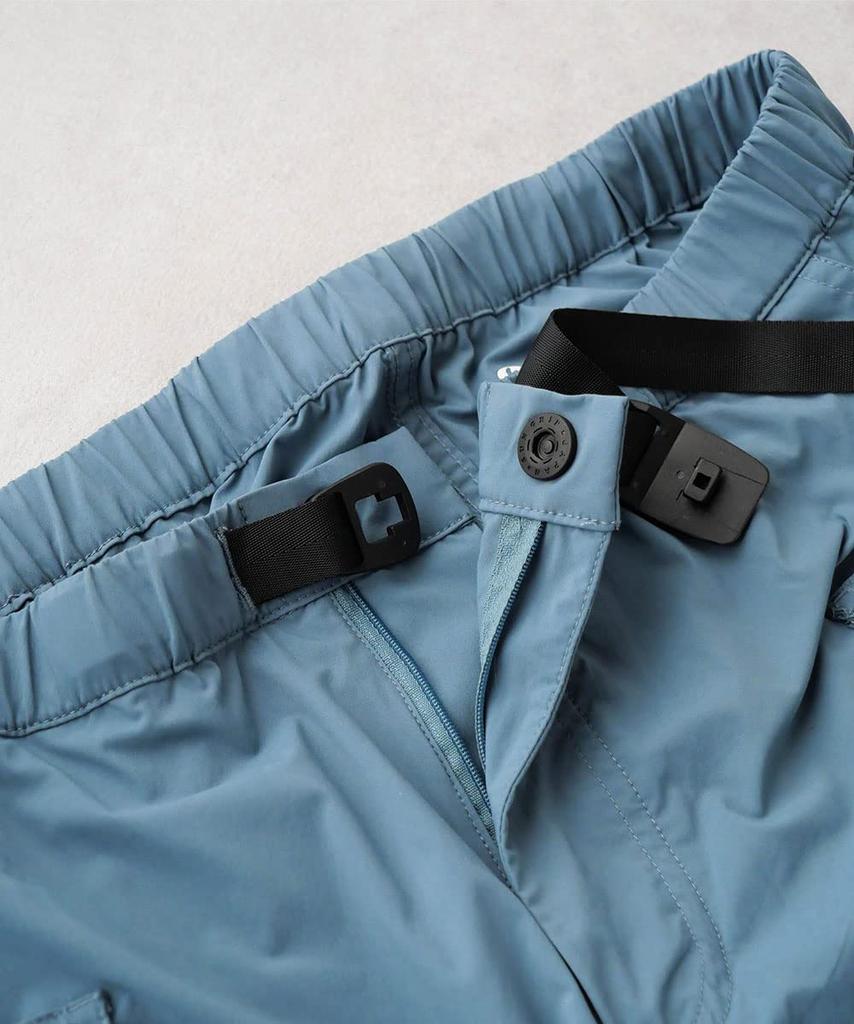 Nakota activity Light elastic nylon and size old blue pants, belted, multi-pocket, water-repellent pants, men's women's, L,