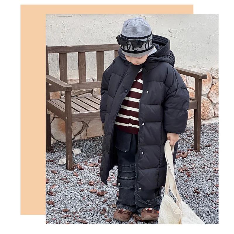 Kinder Weiße Entendaunenjacke Dicke Warme Lange Oberbekleidung für Jungen Mädchen Parkas 2024 Winter Neue Casual Teenager Kinder Mäntel