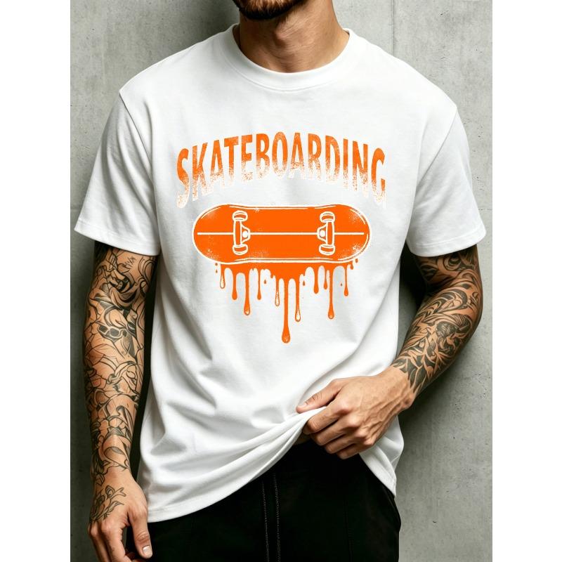 European Sizes  Men Round Neck T-Shirt Soft And Comfortable Fabric Suitable For Daily Wear And Festival Gifts Skateboard Theme