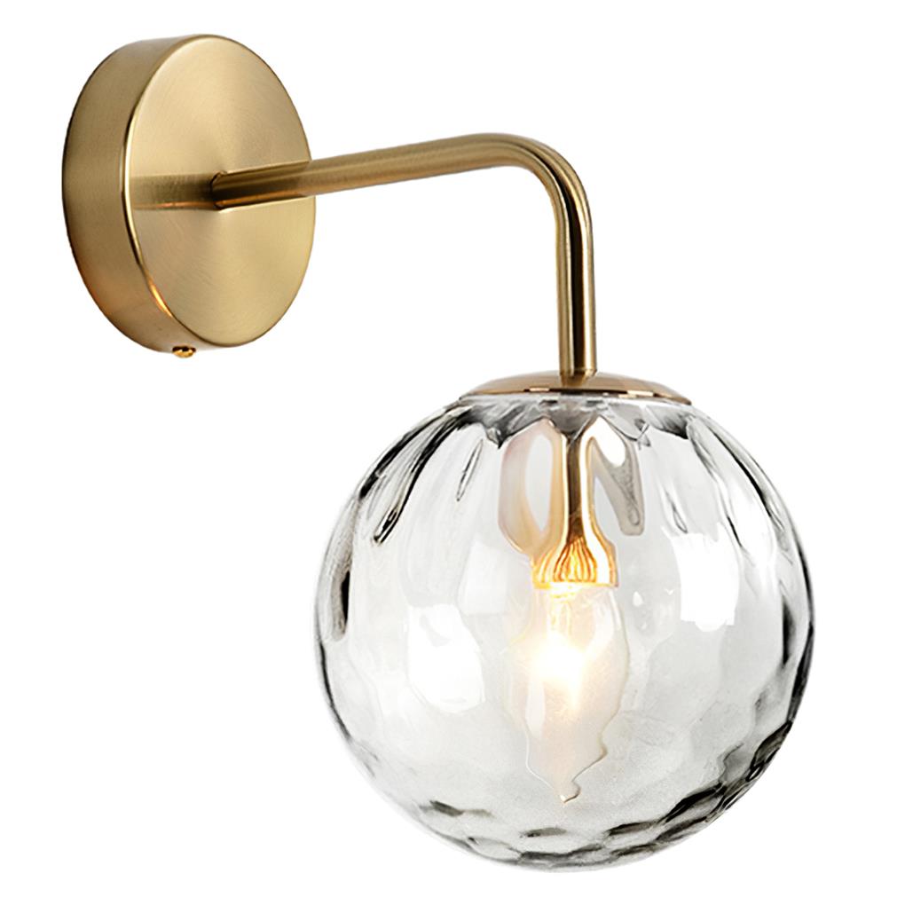 Wall Light Golden Glass Ball Lamp Clear Metal Base Fixtures Home Decoration Bedroom Kitchen Corridor Dining Room Accessories