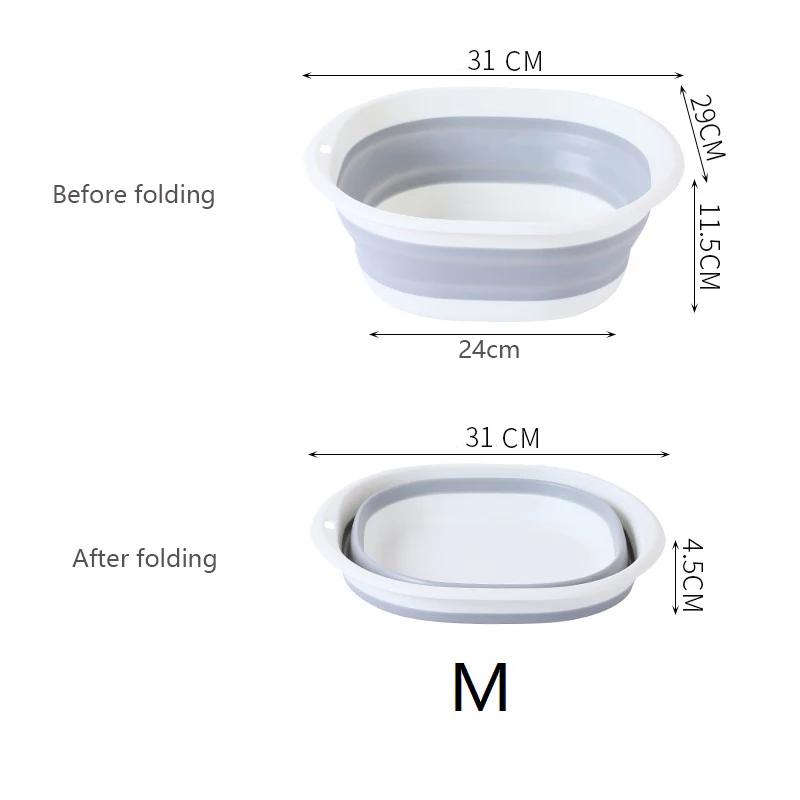 Portable Folding Basins Wash Basins Folding Laundry Plastic Tub Baby Bath Basin Laundry Tub Hanging Bathroom Kitchen Accessories