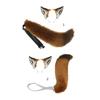 Fox Ears and Tail Set Furry Fox Ears Headband with Tail Halloween Cosplay Party Fox Costume Accessories for Kids-Adults