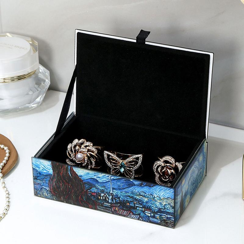Small Jewelry Box Glass Velvet Trinkets Storage Boxes for Bedroom Necklace Organizer Earring Box Bracelets Watch Display Gifts