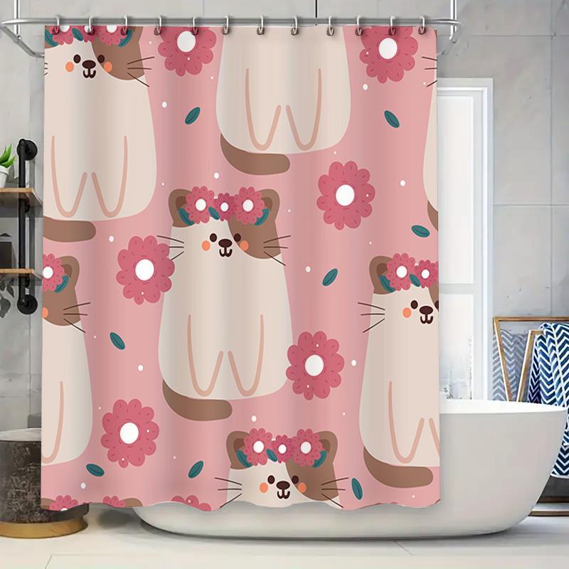 

Розовая шторка для душа с цветочным узором, уникальная декоративная подкладка для ванны, аксессуары для детской ванной комнаты, домашний декор (180x240см) 90x180cm