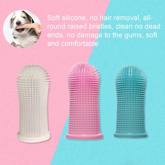 Yousheng Pet Fingertip Toothbrush Soft Bristles Oral Cleaning Abrasion Resistant Silicone Pet Finger Cot Brushes Pet Supplies