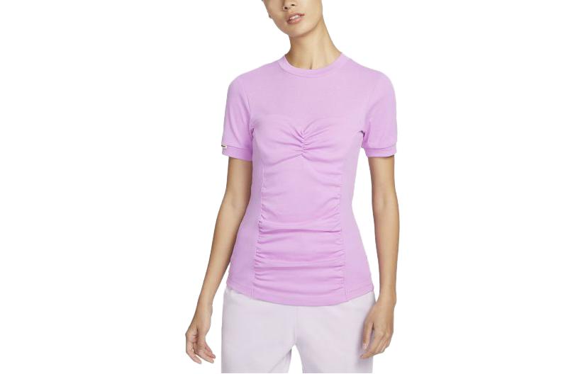 

Nike T Shirts Women s Impact Fuchsia Crew Neck Moderate Straight Fit DV8217-532 S