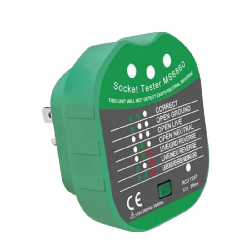 

Socket Tester Ground Zero Line Power Outlet Checker for Home/Electricians Tests RCD, Voltage Smart Detector Polarity Phase Check EU Plug зелений