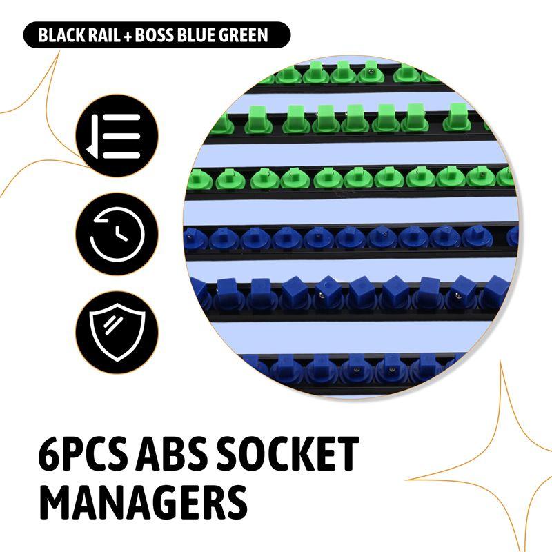 M-Modern-6PCS Heavy Duty Socket Racks Organizer 1/2 Inch 3/8 Inch And 1/4 Clip Drive Socket Rail Holders Heavy Duty Socket Racks