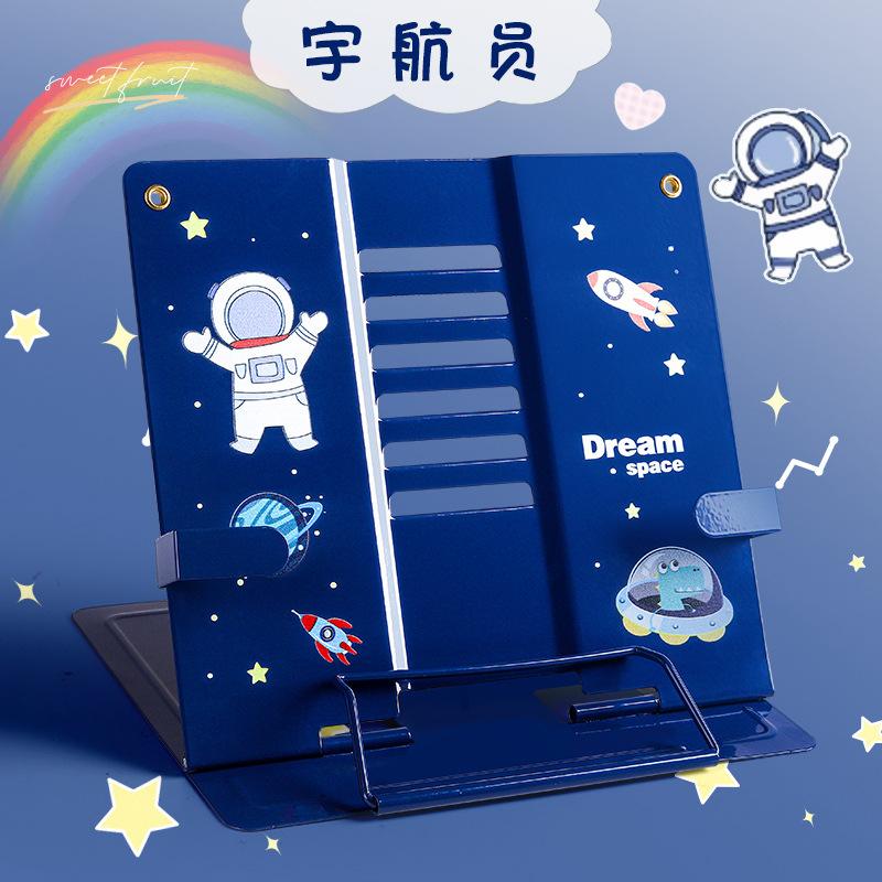 

Portable Book Stopper Reading Stand Book Holder Metal Adjustable Student Book Stand Foldable Children Writing Bracket Office Use синий