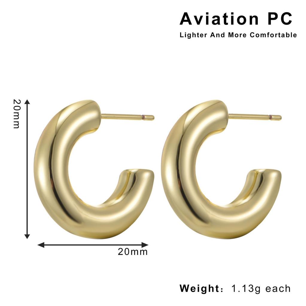Geometric Retro French Style Stainless Steel Hoop Earrings