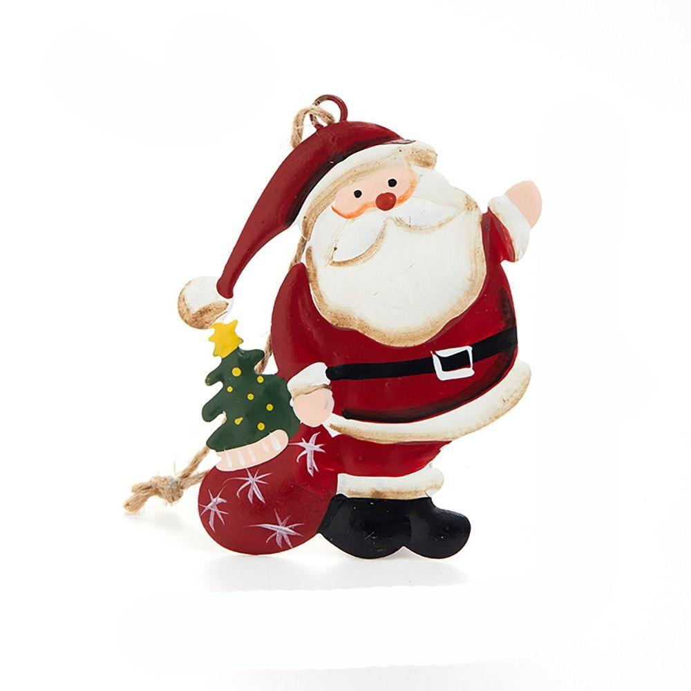 Retro Metal Xmas Tree Embellishment Welcome Door Hanging Pendants Santa Claus Cartoon Angel Doll Drop Ornaments Christmas Decor