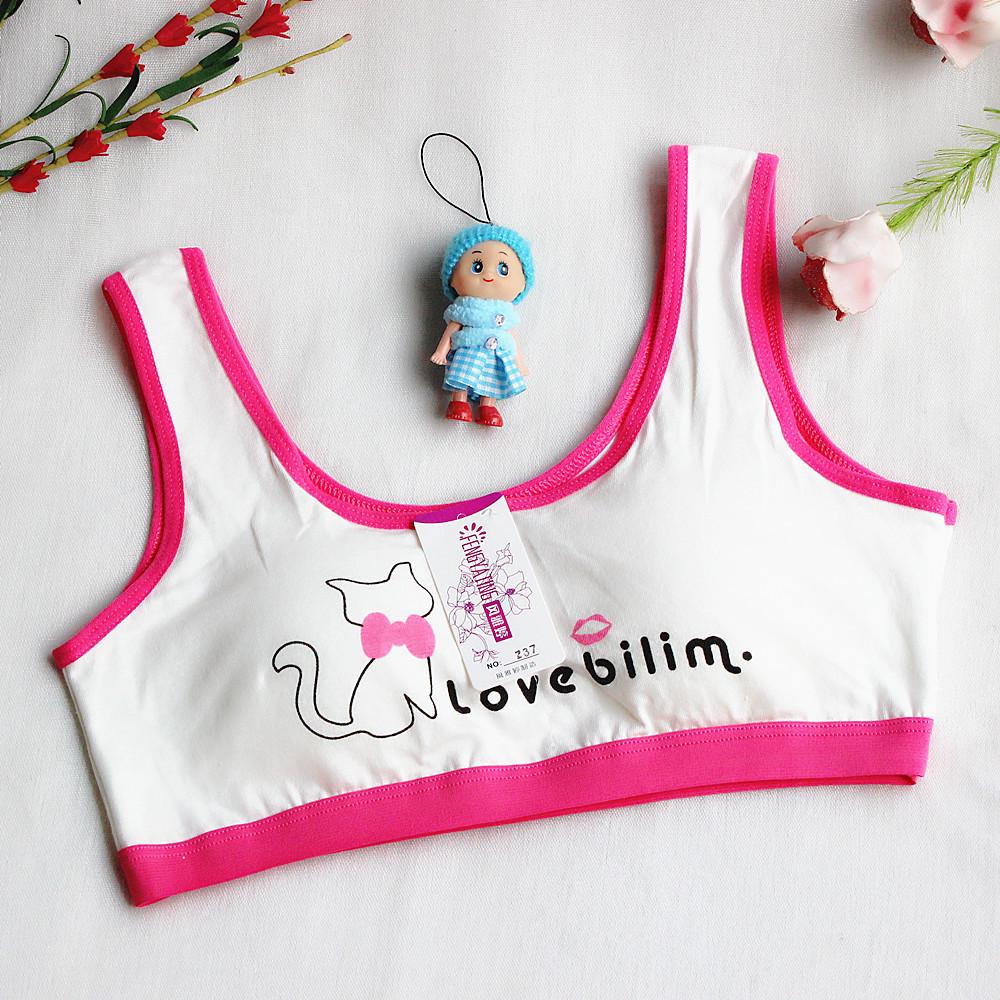 Girls' Summer Cotton Sports Vest: Wire-Free, Cute & Comfortable