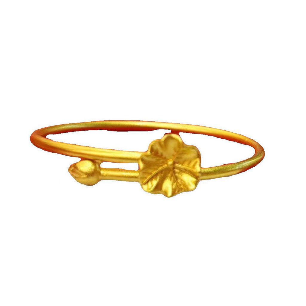 Lotus Leaf & Seed Pod Sand Gold Retro Bracelet