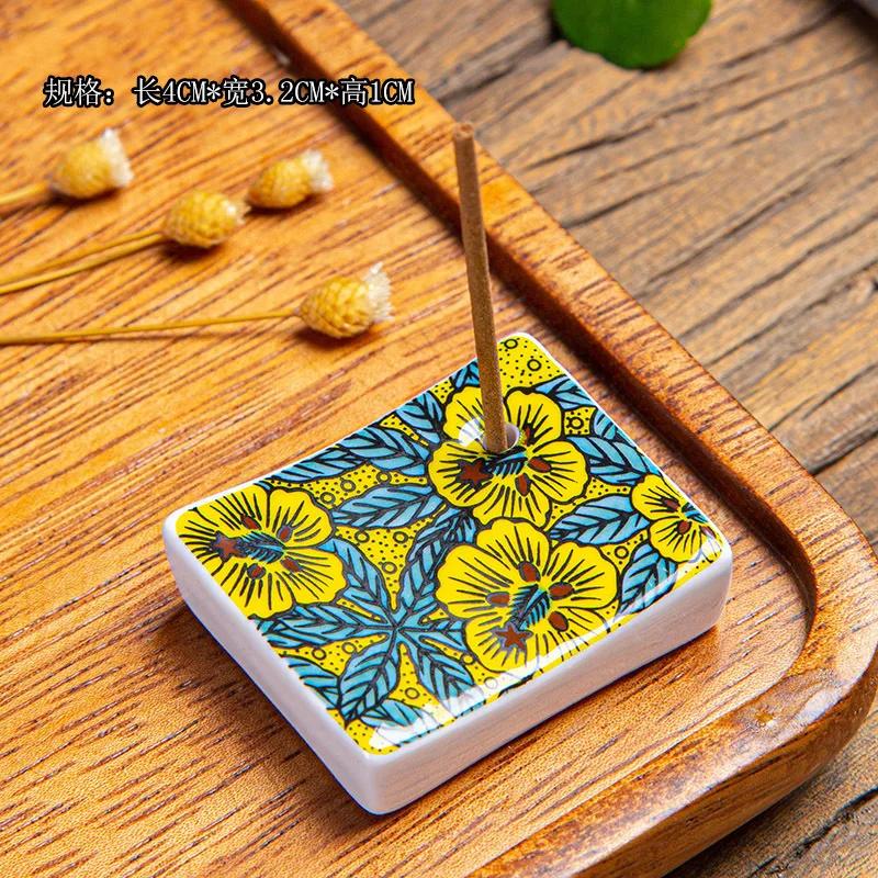 1pc Japanese Blossom Incense Burner Home Ceramic Decor Stick Holder Aromatherapy Censer Office Teahouse Ornament