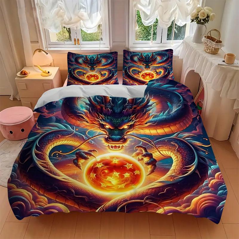 3pcs Dragon Heart Printed Bedding Set, Soft and Comfortable Quilt Cover for Bedroom, Guest Room