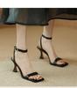 Sandals Women's 2025 New Summer Korean Version French Black Rear Empty Square Head One-word Buckle Strap High Heels Women's Stiletto