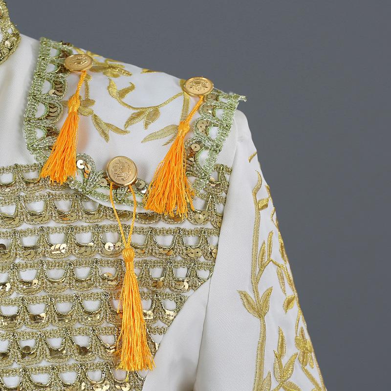 Men's Spanish Bullfighter Costume Stage European Court Performance Costume Bullfighting Costume Embroidered Tassel Three-piece Set