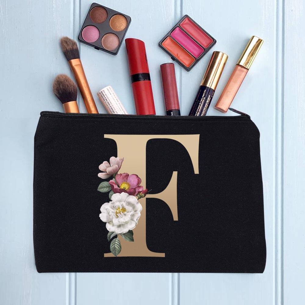 Damen Kosmetiktasche Make-up Tasche Weiblich Initialen Namensbuchstaben Muster Lippenstift Taschen Handtaschen Reißverschluss Federmäppchen für das Büro