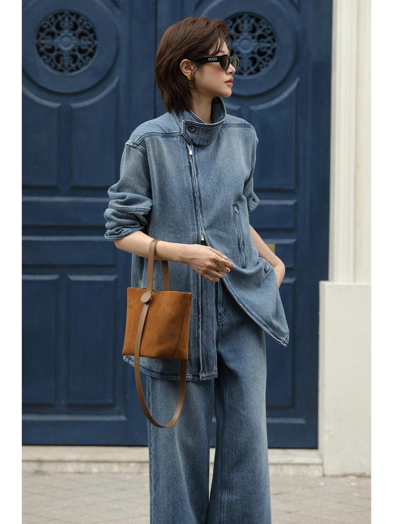 High-End Retro Wildleder Bucket Bag für Damen - Vielseitig, Großes Fassungsvermögen für Pendelfahrten im Herbst/Winter