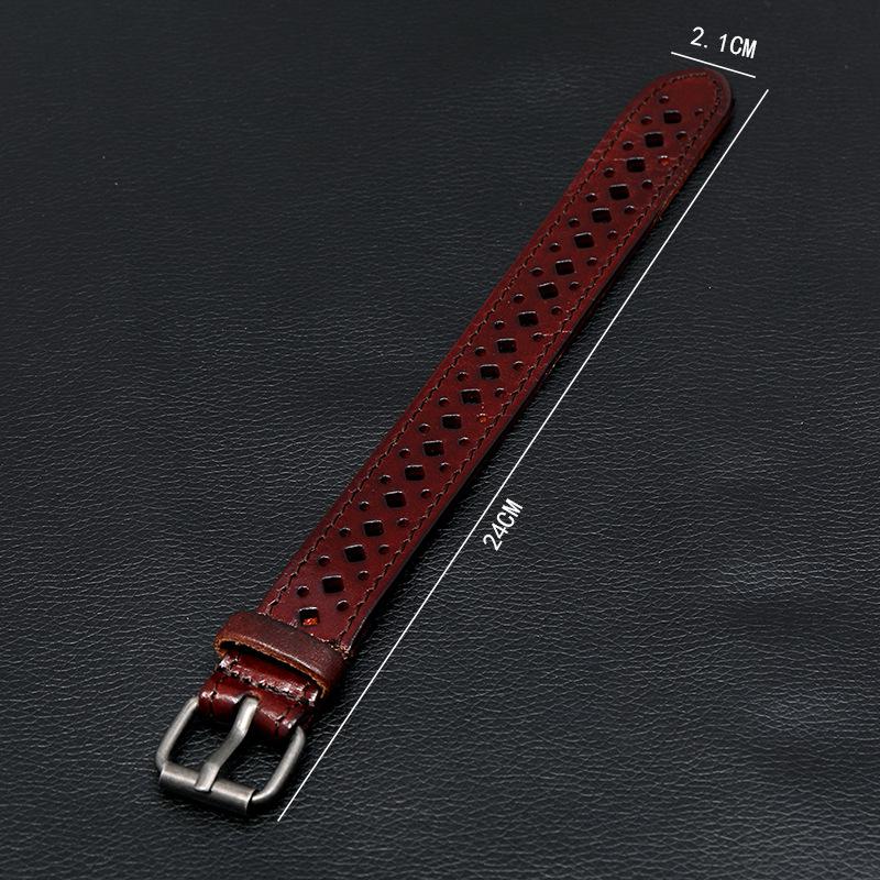 European and American New Bracelets, Retro Hollow Men's Wide Leather Bracelets, Personalized Cycling Accessories