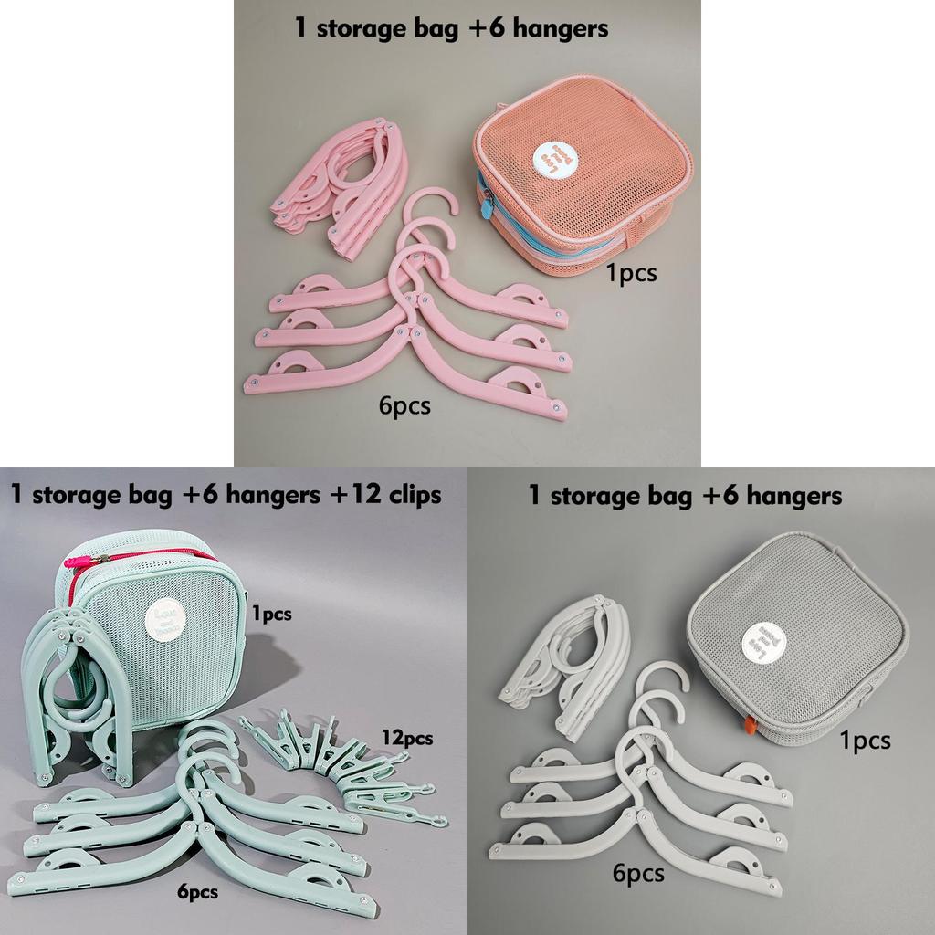 Portable Travel Collapsible Plastic Clothes Hanger With Storage Bag For Suitcase And Dorm Use