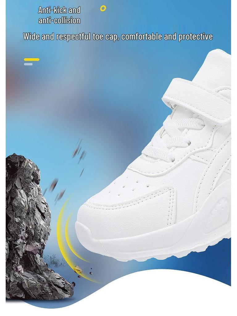 New Style Lightweight Kids' White Mesh Leather Sneakers - Unisex