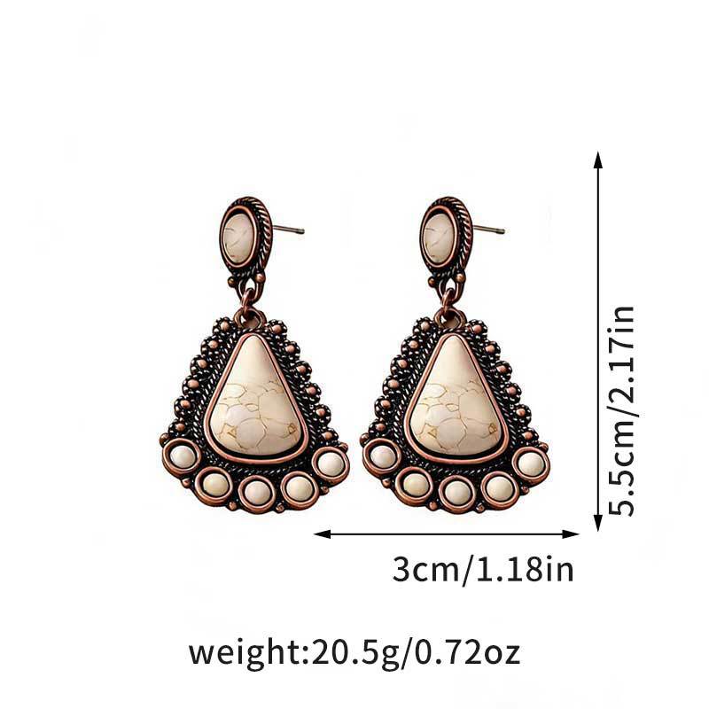 Bohemian Turquoise Geometric Drop Earrings Vintage Statement Dangle Earrings for Women Retro Fashion Jewelry Trendy Boho Accessories