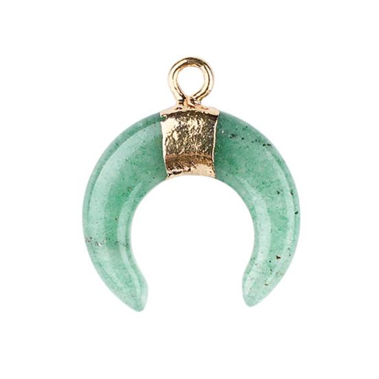 

DIY Pendant Gold-Plated Edging Crescent Horn Design Natural Imitation Crystals Jade Necklace Bracelet Earrings Charm DIY Jewelry Making E