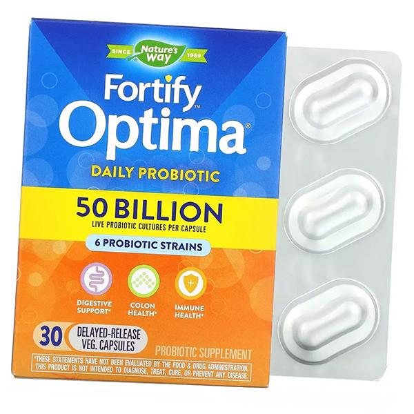 Пробиотик, Fortify Optima Daily Probiotic 50 Billion, Nature's Way  30вегкапс (69344009)