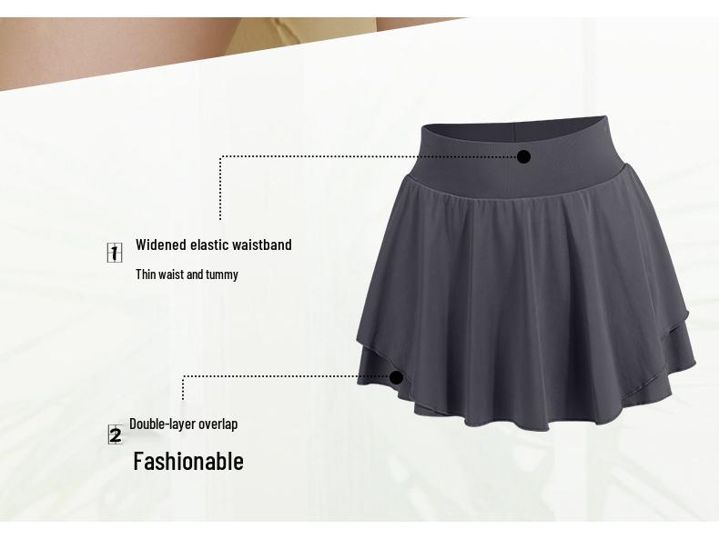 Damen Schnelltrocknender Tennisrock mit Hohem Bund - Anti-Expositions-Schutz, Ideal zum Laufen, für Fitness und Yoga.