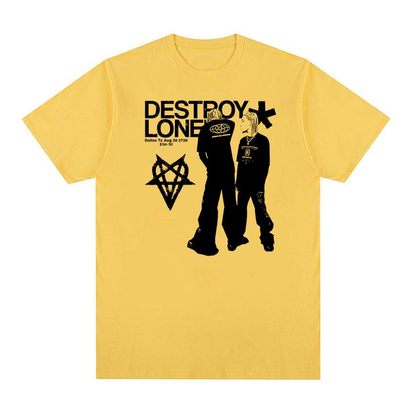 Rapper Playboi Carti Destroy Lonely Graphic T-Shirt Men's Fashion Harajuku Retro T Shirts Hip Hop Gothic Clothing Oversized Tees