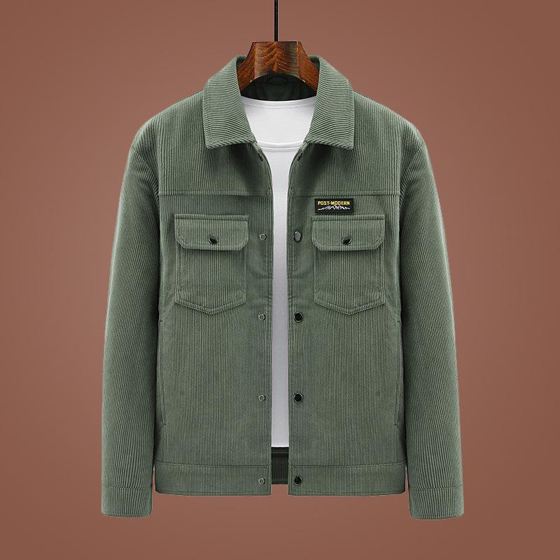 

Мужская повседневная куртка Tooling с несколькими карманами, вельветовая куртка с полосатыми лацканами, топ в стиле ретро с длинными рукавами, универсальная 5XL