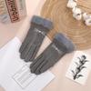 Women's Touchscreen Fleece Cycling Gloves - Cartoon Style, Thickened, Cold Weather Protection