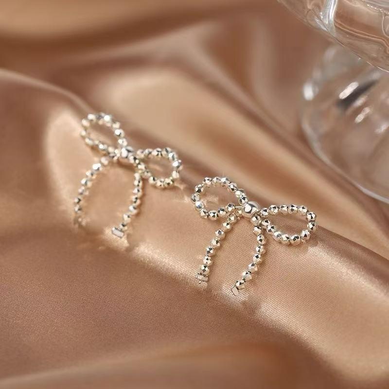 2024 New 925 Sterling Silver Bow Earrings: Light Luxury & High-End Feel