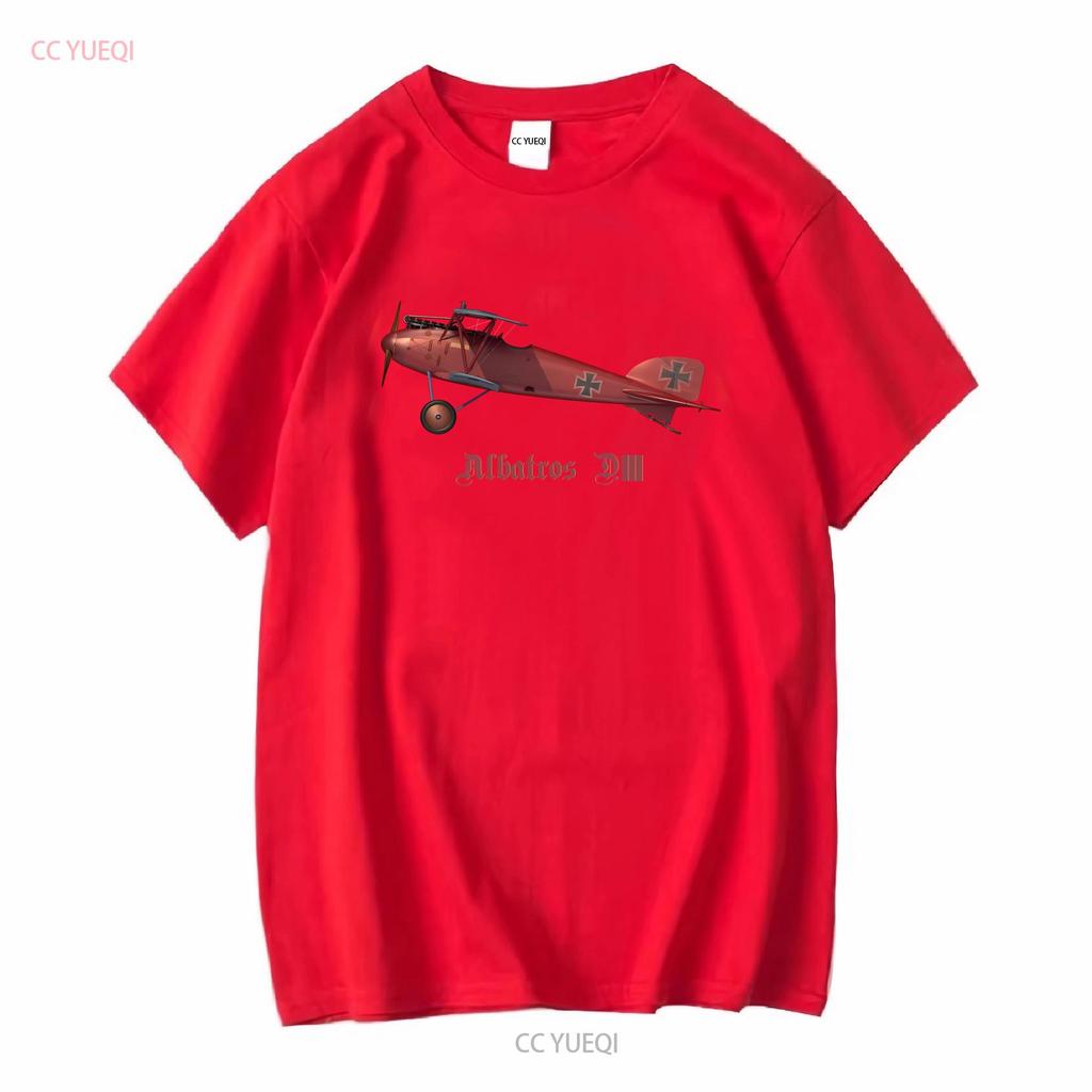 WW1 German Fighter Albatros D III Jersey  T Shirt long or sleeves vintage Washed graphic fashion Versatile Stretched Slightly