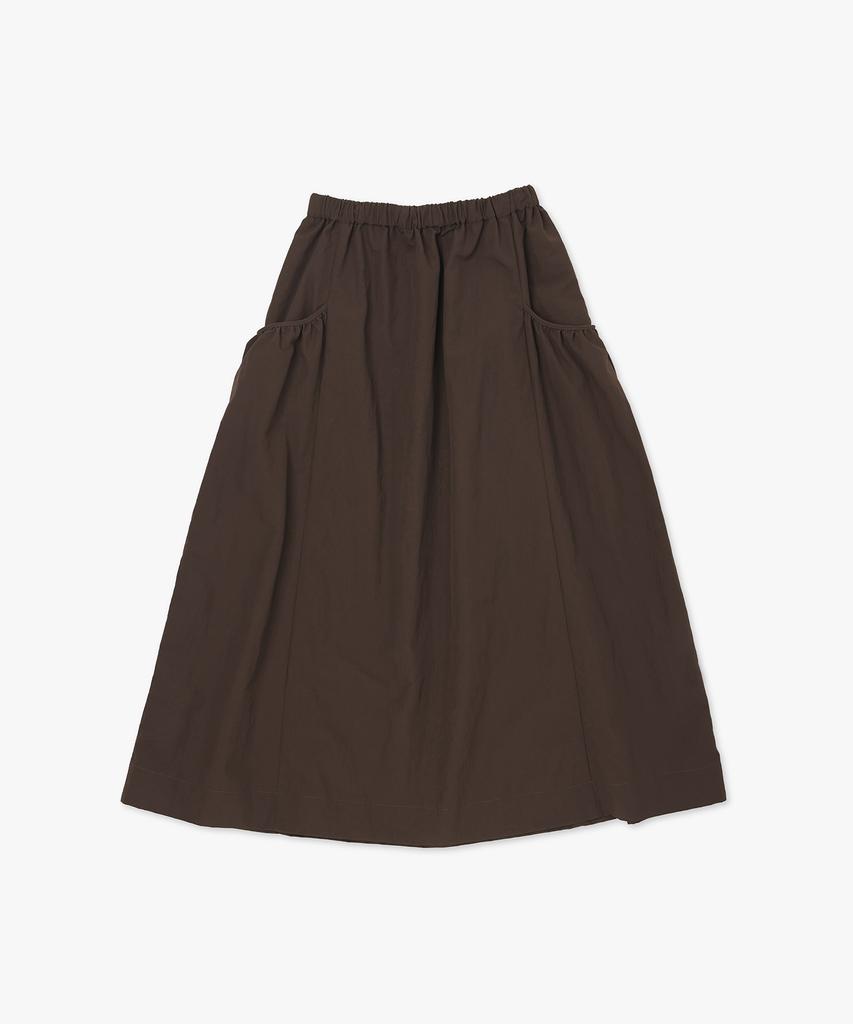 Plack Woman Shirred Pocket Midi Skirt Brown