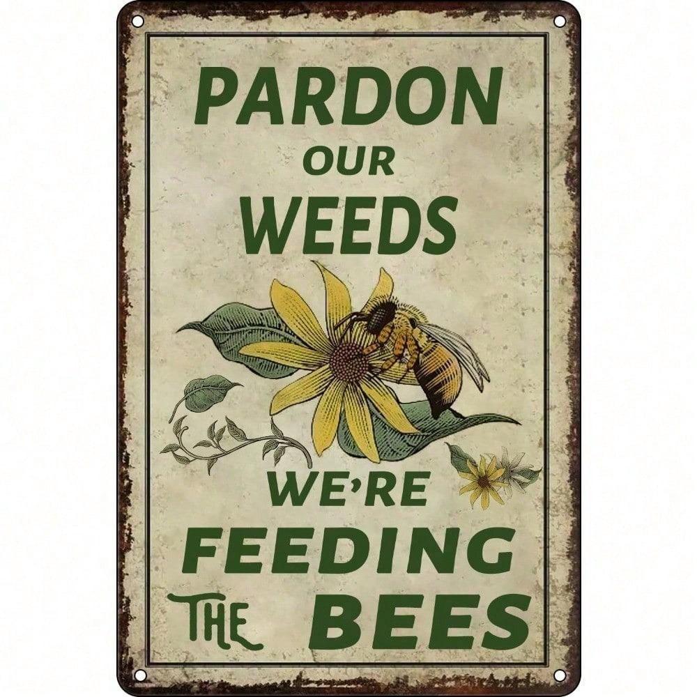 8x12 Inch Vintage Rustic Bee Metal Sign Farmhouse Wall Art Home Decor
