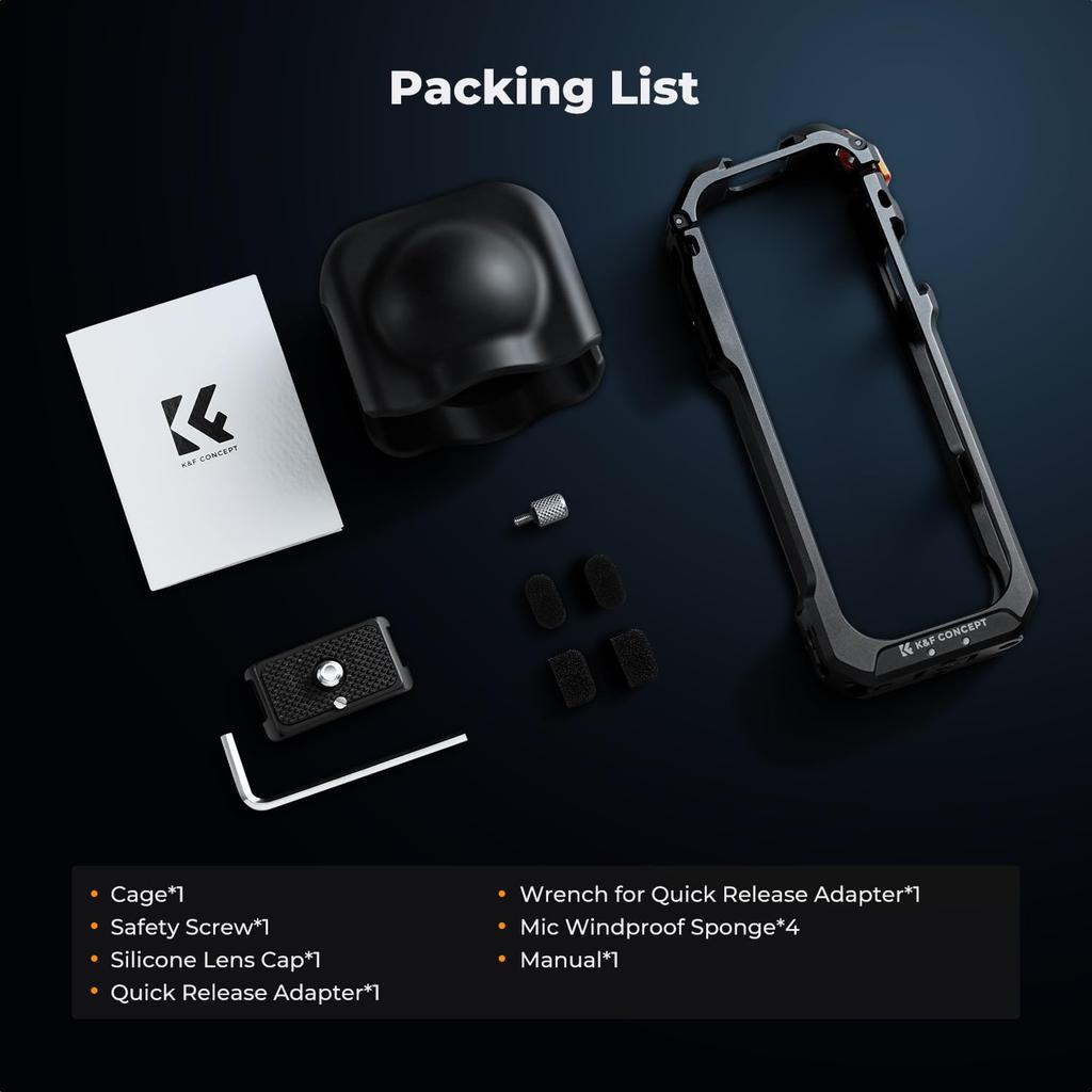 CONCEPT Cage Kit for insta360 Protective Aluminum Alloy K&F X5, Frame,