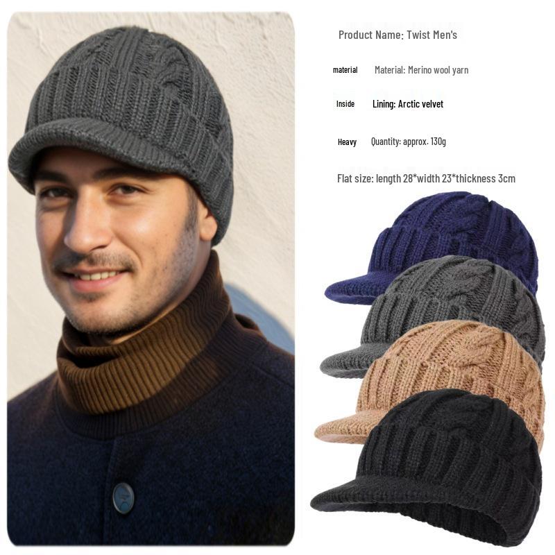 Herren Winter Warme Gestrickte Schiebermütze mit Ohrenschutz