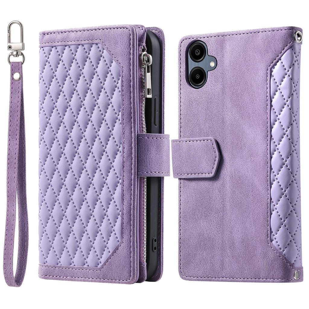 Style 005 For Samsung Galaxy A06 4G Wallet Case Rhombus Stitching Line PU Leather Phone Cover