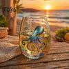 Functional Collectible Glass Cup Ocean-Themed Cup, Jellyfish/Dolphins/Sea Turtles/Octopus Hand-Painted, Thickened Drinking Safe Glassware for