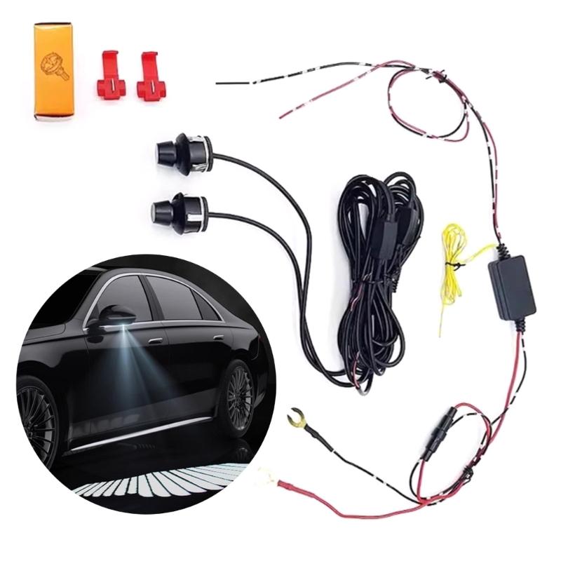 2 Stück LED-Licht Auto Engelsflügel Willkommenslicht Rückspiegelglas Willkommenslicht Engelsflügel Teppich Projektionslampe