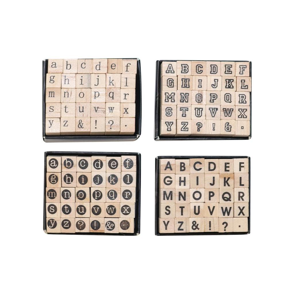 Yuezhen Wooden English Uppercase/Lowercase Stamps for DIY Journals