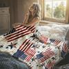 Vintage American Flag Map Flannel Blanket Perfect for Sofa Office Bed Travel Sleep Read Relax Camping Four Season Use