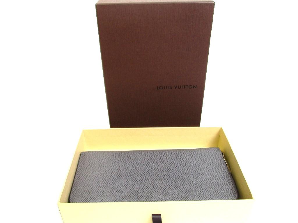 Authentic LOUIS VUITTON Taiga Gray Leather Zippey Wallet Zippy Vertical #b249 Seller refurbished