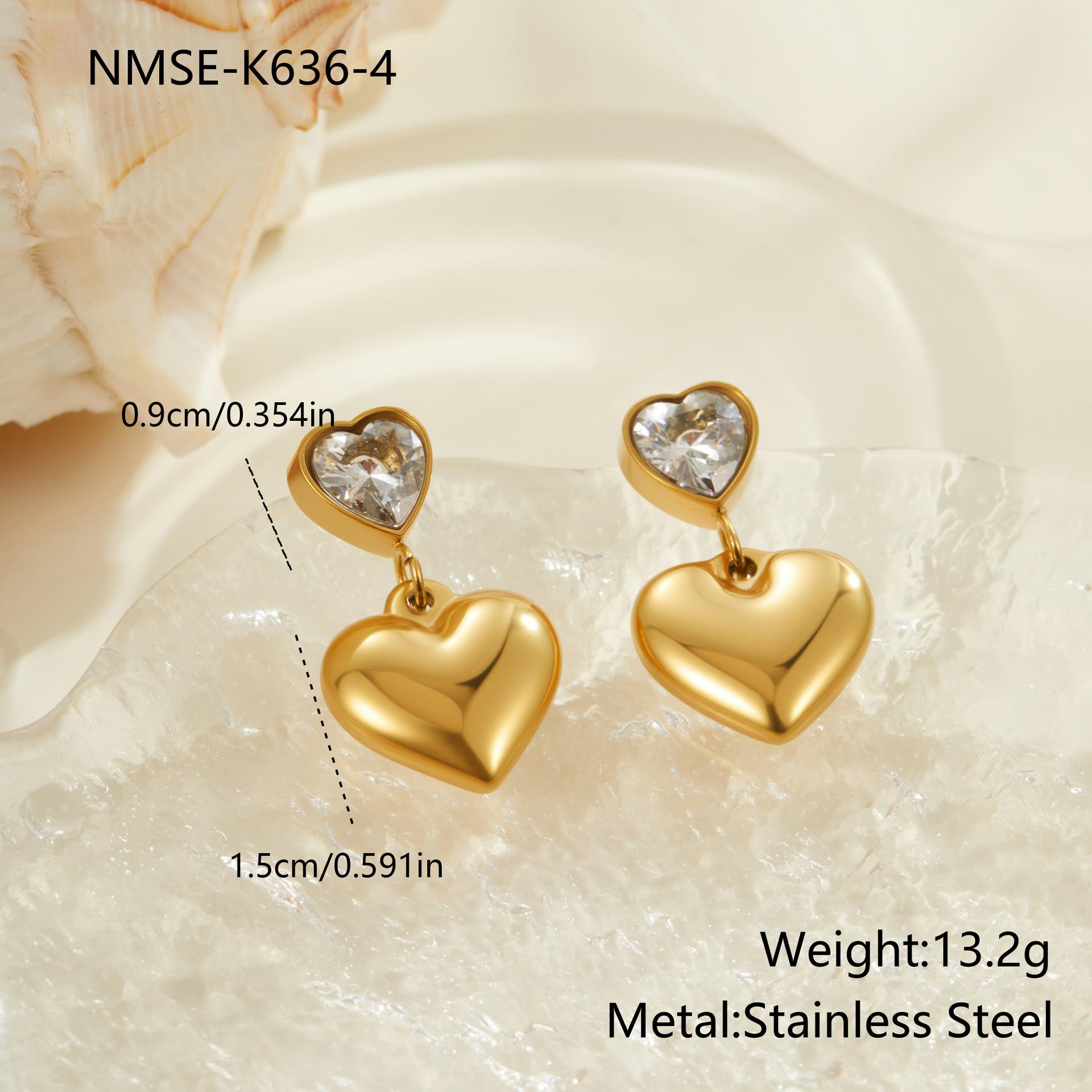 GEMCHIC Women s Heart Shape Zircon Drop Earrings Stainless Steel Fashion Jewelry Light Luxury Versatile Earrings