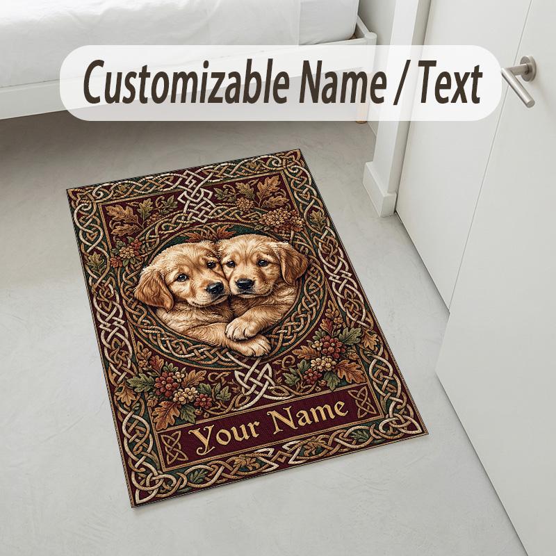 Decorative Artwork Theme Crystal Velvet Rug Personalized Custom Name Text Soft Floor Mat Home Decor